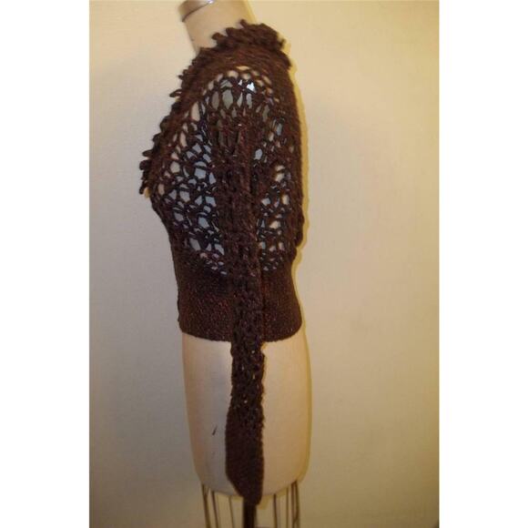 Telluride Clothing Co. Brown & Pink Rosecliff Open Knit Cardigan Sweater S NWT - Picture 3 of 11